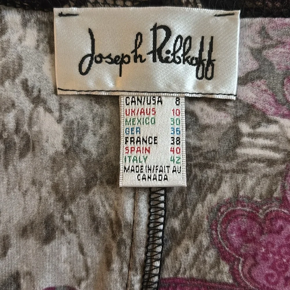 Joseph Ribkoff Red Pink Sheath Dress V-Neck 3/4 Sleeve - Picture 5 of 6